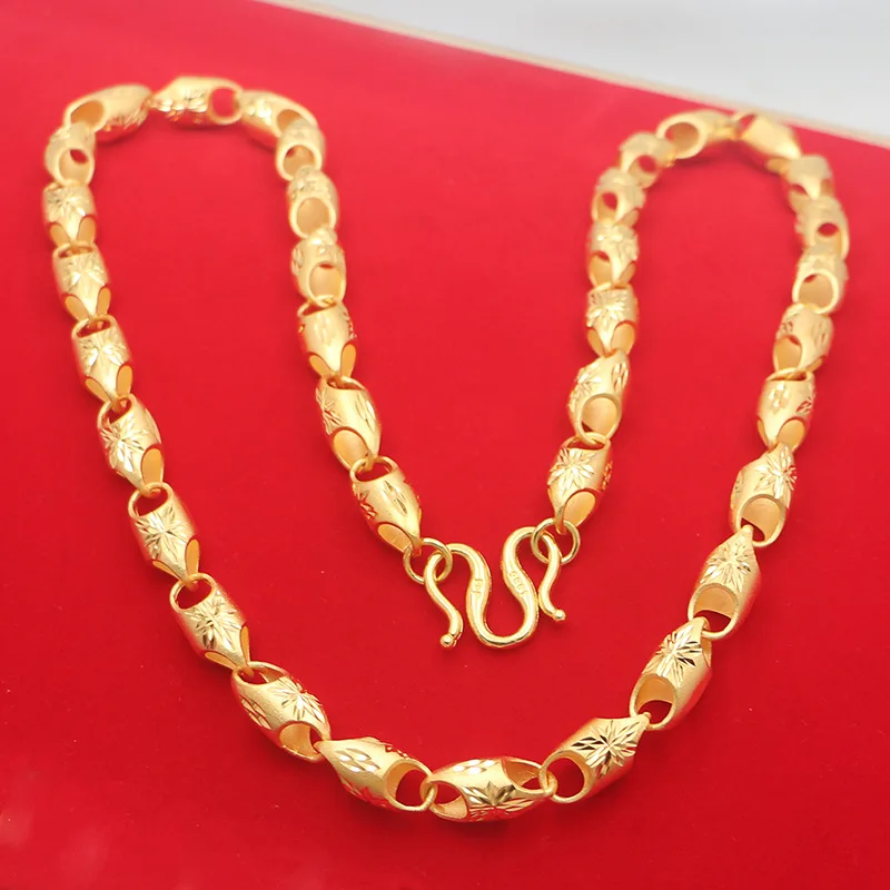 9999 gold bullet-shaped necklace - best-selling accessory for men, made of dragon bone, twisted chain jewelry