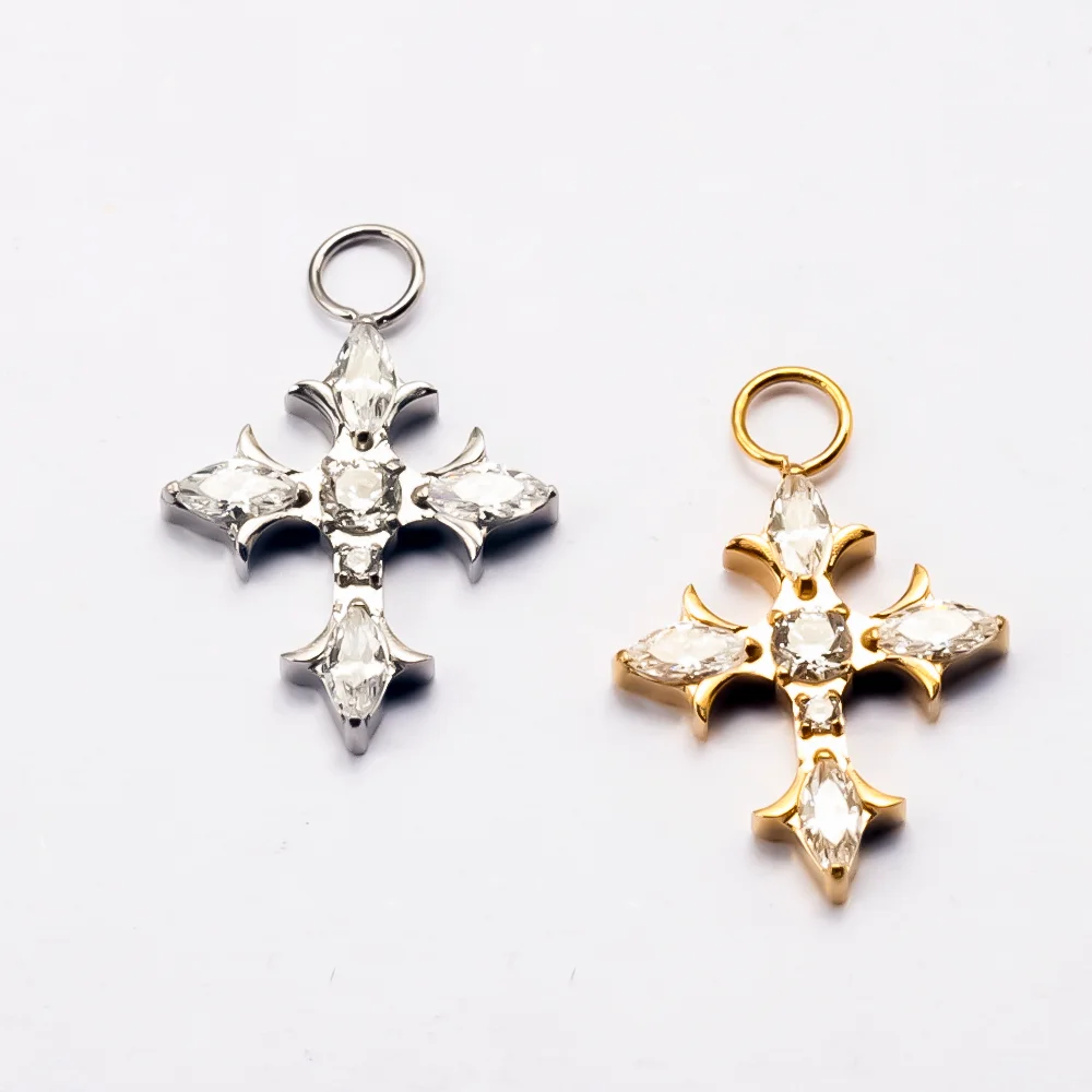 PUTITUP F136 Titanium Alloy Luxury Cross Zirconia Pendant Earrings Pendant Can Be Purchased Separately Body Piercing Jewelry