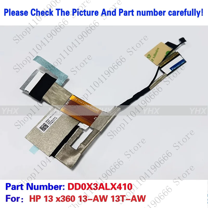 

bd New For HP 13 x360 13-AW 13T-AW LCD UHD CABLE DD0X3ALX410.