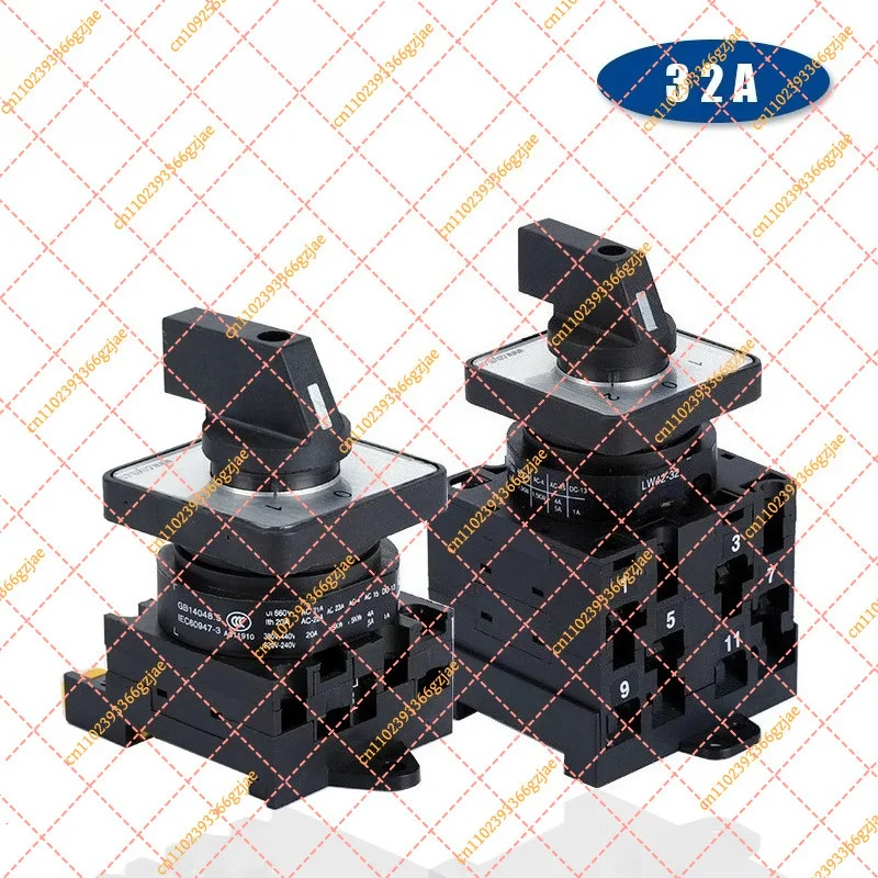 LW42-32A DIN Rail Cam Rotary Switch 2/3 Positions Silver Contact Universal Manual 1-4 Poles, Replacement Part