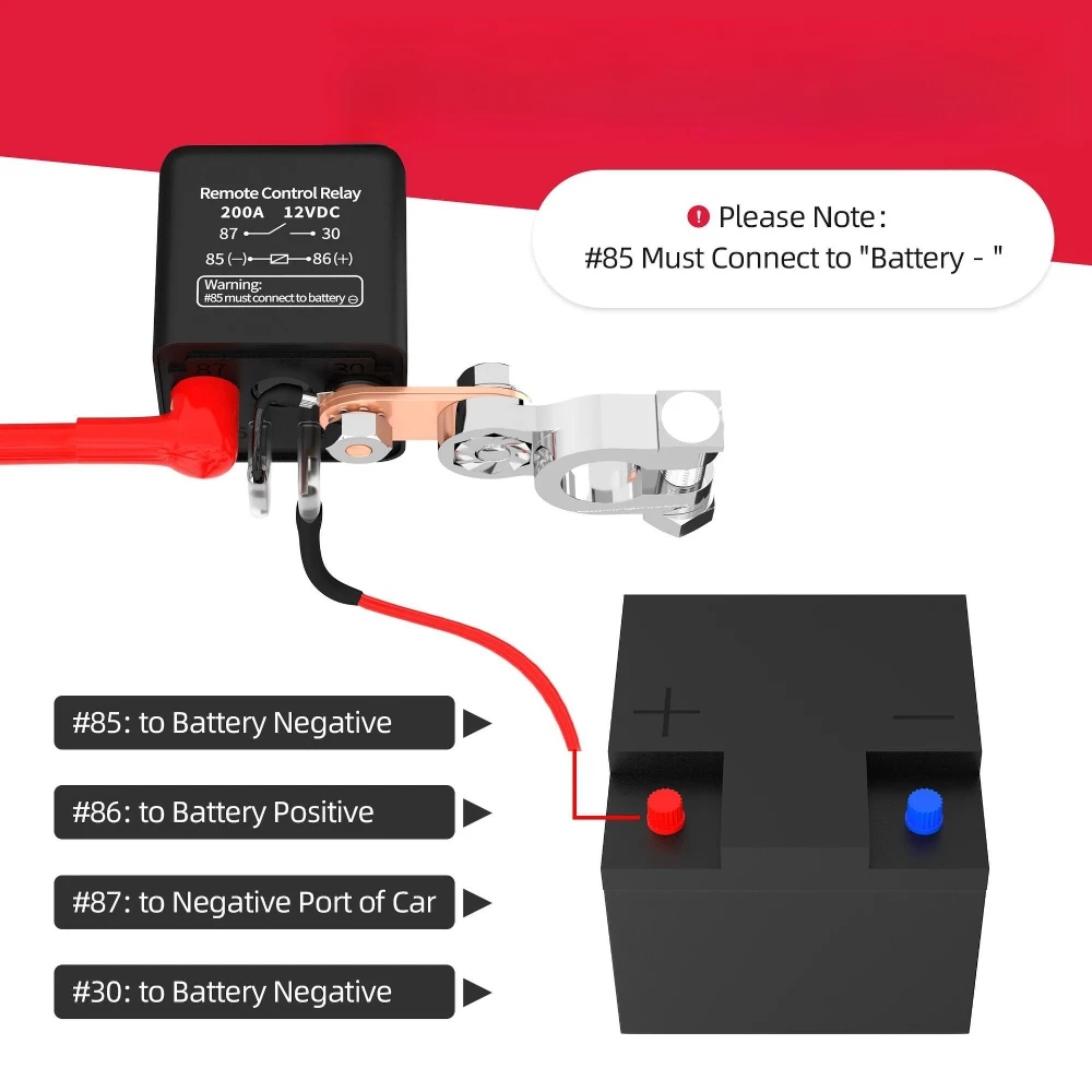 Battery Switch Relay 12V Remote Control Battery Disconnect Cut Off Isolator Switch Anti-Theft with Remote Control Switch Fobs