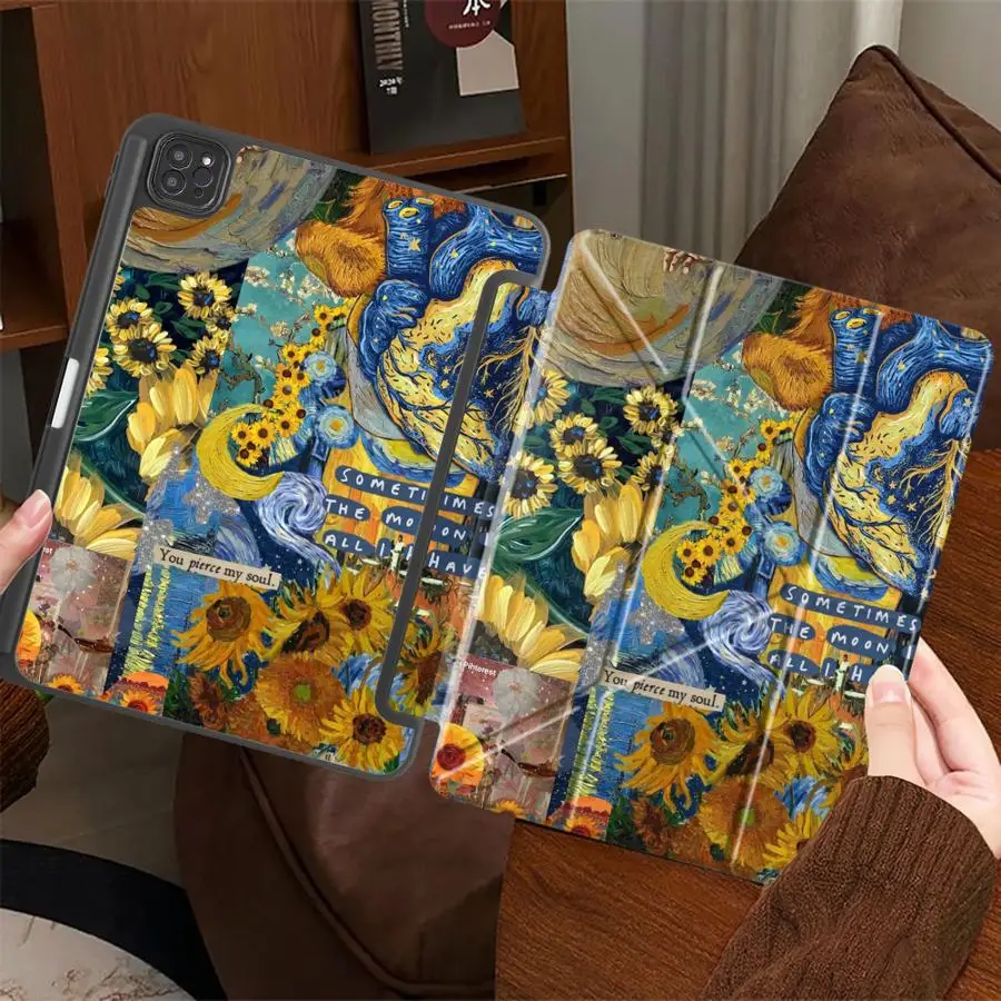 Holder Cover Tablet Case For iPad Pro 11th 10th 9th 8th 7th 12.9inch Pro 2025 Mini 6 7 Air 4 5 M3 M2 1 2 M4 11inch Van Gogh Cool