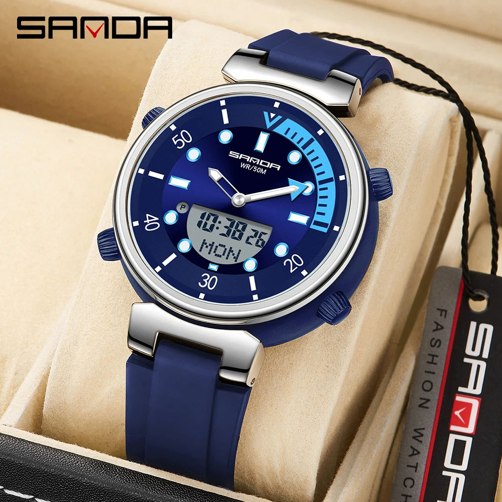 

Sanda 3122 New Alarm Clock Night Glow Fashion Trend Versatile Waterproof Multi functional Men's and Women's Watch