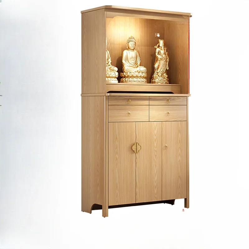 

Solid wood Buddhist niche New Chinese vertical cabinet Buddhist table Household incense case for God of Wealth Buddhist cabinet