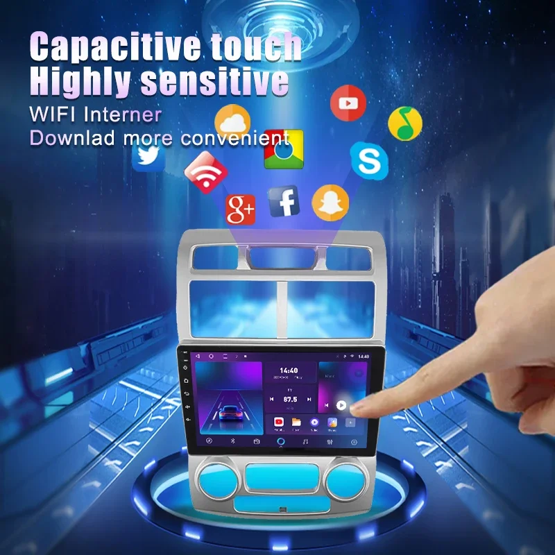 For Kia Sportage 2 2004 -2010 2Din Android 12 Car Radio Multimedia Video Player Navigation GPS Carplay WIFI RDS Stereo Head Unit