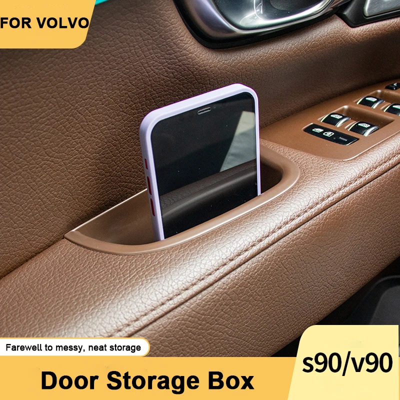 2x Car Front Door Storage Box Organizer Container Holder for Volvo S90 V90 V90CC Accessories 2016 2017 2018 2019 2020 2021 2022