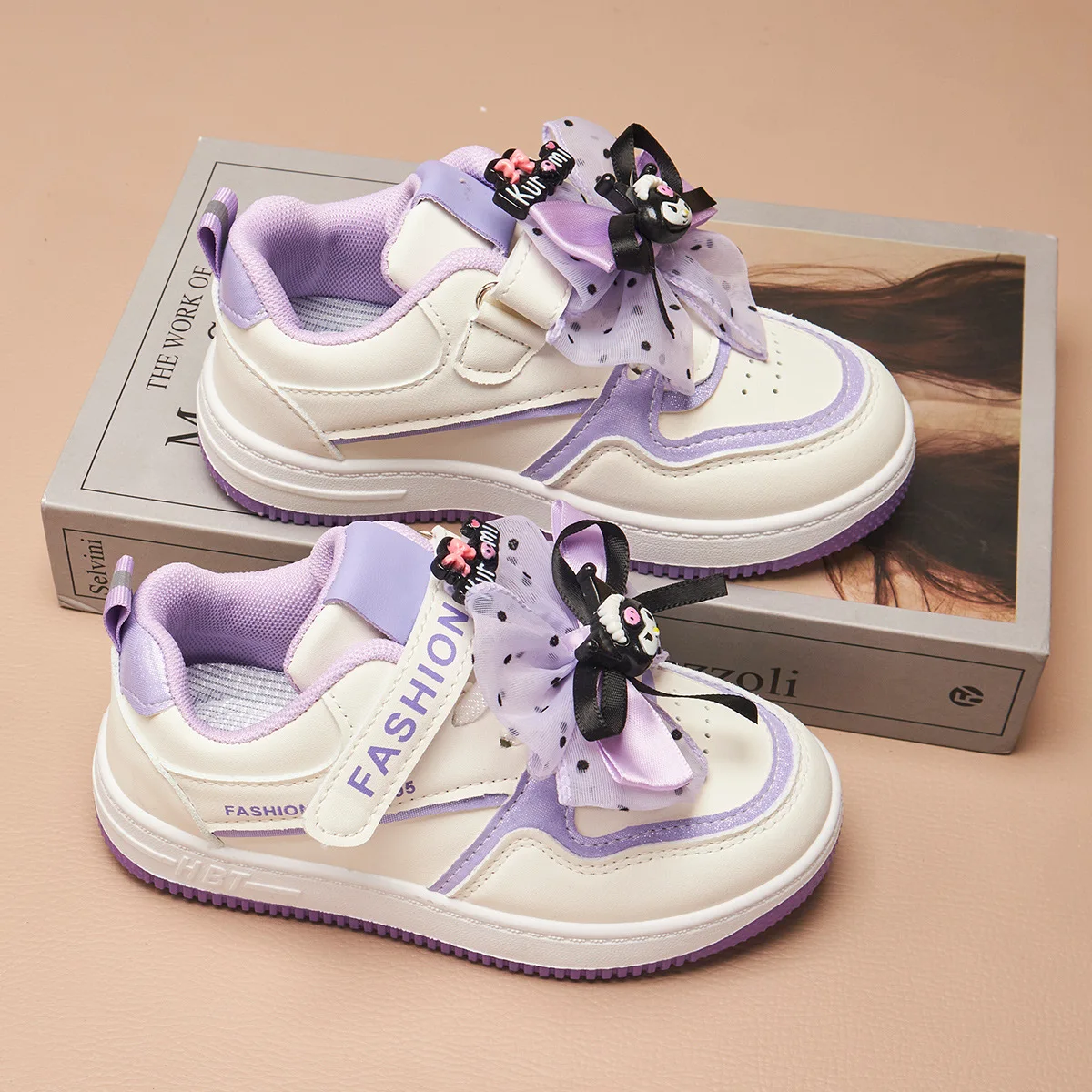 أحذية كاجوال للأطفال أحذية رياضية من جلد البولي يوريثان أحذية ربيعية كرتونية للفتيات قابلة للتنفس بجزء سفلي سميك أرجواني وردي مقاس 26-37