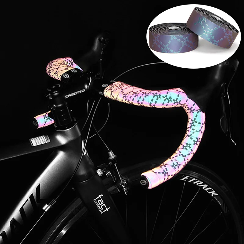 Pro Bicycle Handlebar Tapes EVA PU Gradient Road Bike Handle Bar Straps Color Change Reflective Cycling Handle Cork Wrap BC0572