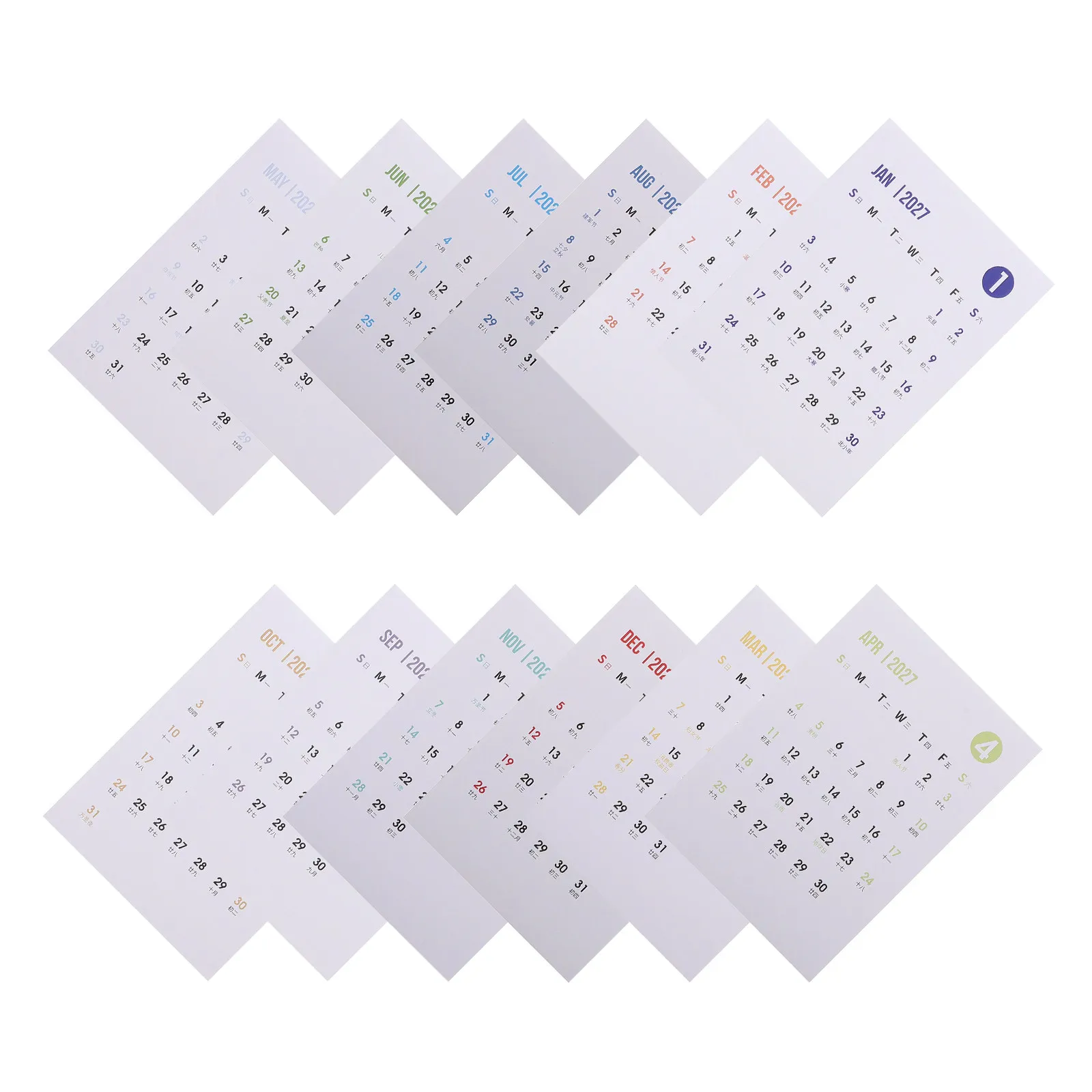 1Set 2027 Monthly Planner Labels Sturdy Tear-Resistant Self-Adhesive Calendar Tabs for Notebooks Journals Desk Calendars