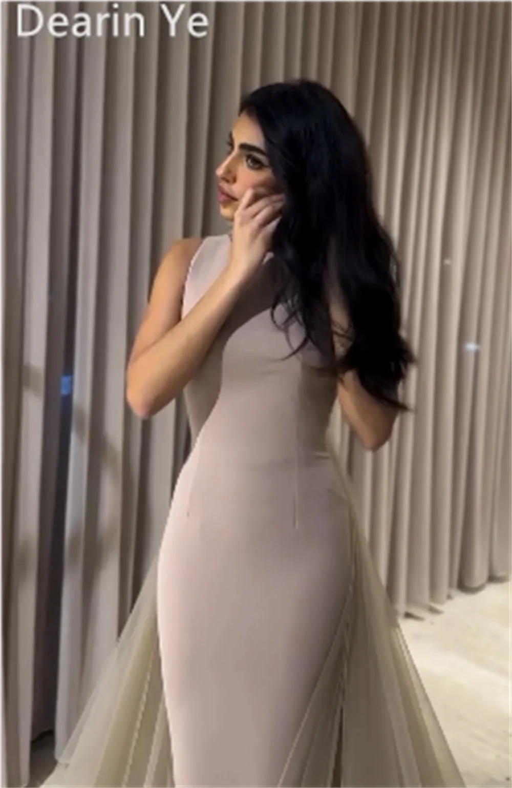 Personalizado arábia saudita vestido de noite vestido de baile decote colher coluna até o chão saias tule sob medida ocasião