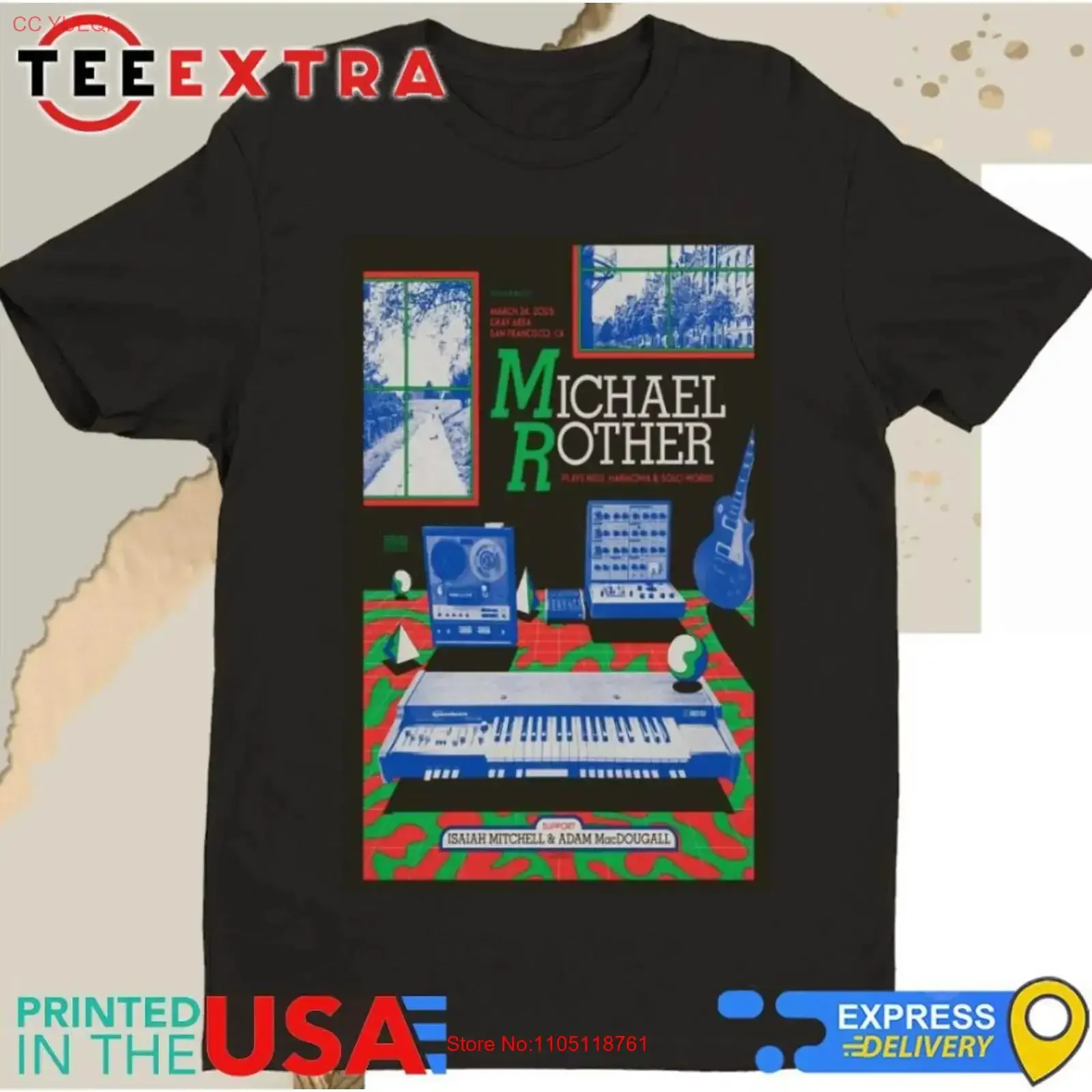 Michael Rother Mar 24 2025 Gray Area In San Francisco Ca Tour T Shirt vintage Washed Stretched Top For Everyday Wear