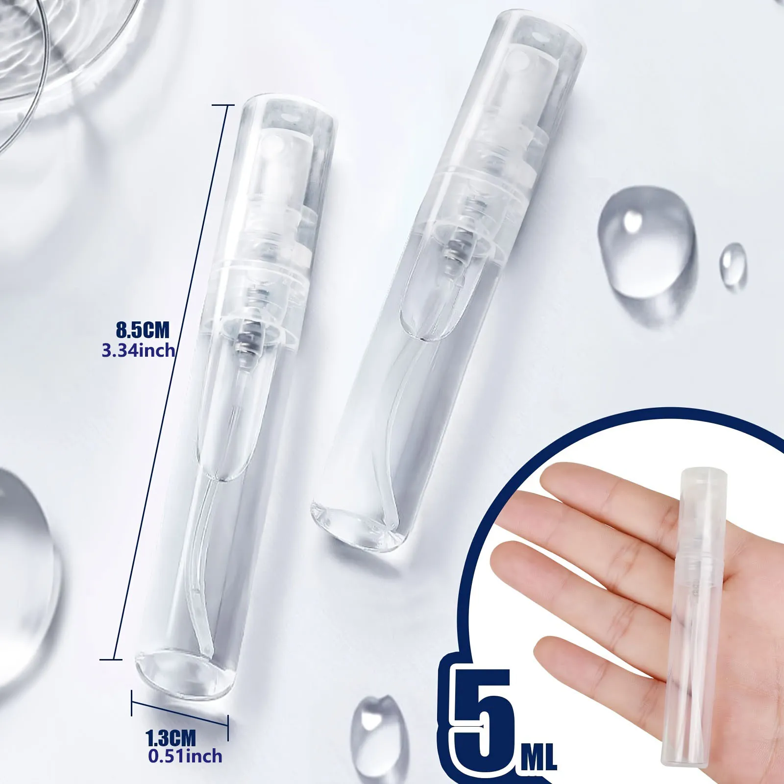 Mini Spray Bottles, 10 Pieces of 5ml Empty Mini Plastic Spray Bottles, Fine Mist Refillable Mini Perfume Bottles, Perfume Atomizers, Small Sample Containers, Plastic Portable Travel Bottles