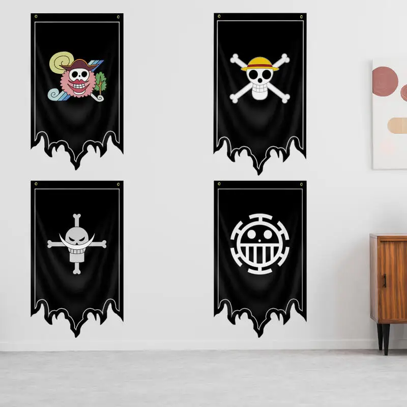 Bandera Decorativa de Pared de One Piece Luffy, Decoración de Anime, Pintura Decorativa Colgante, Bandera de Barco Pirata, Accesorios de Decoración para el Hogar