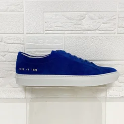 DONNAIN Luxury Suede Leather Electric Blue Couples Flats Minimalism 365 Days Sneakers Comfortable Unisex Casual Shoes Plus Size