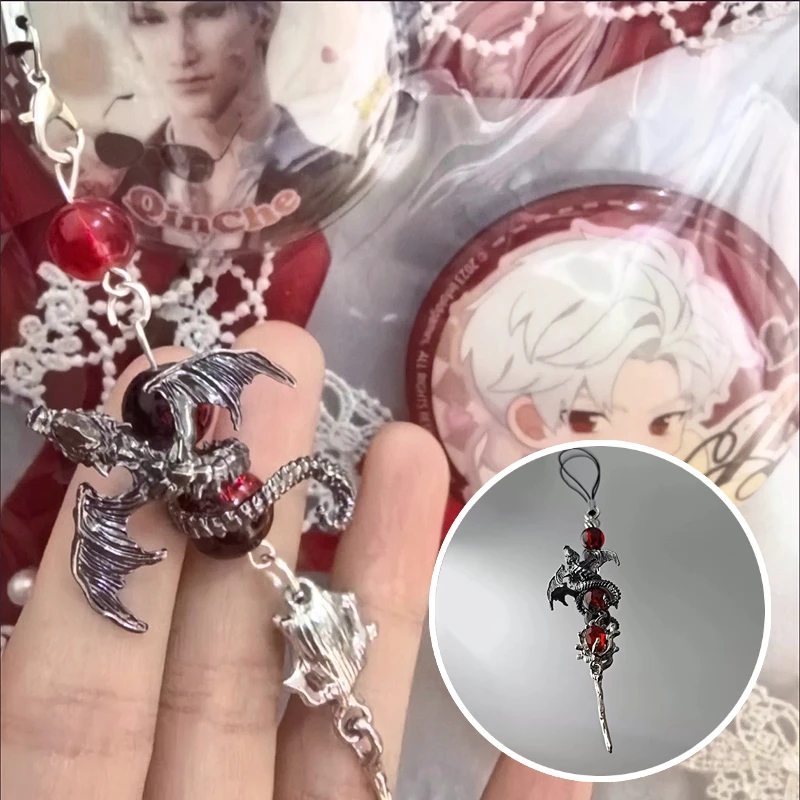 Sylus Love and Deepspace Keychain Mobile Phone Straps Cosplay Choker Unisex Game Dark Black Crow Ring Halloween Party