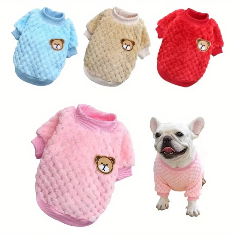 Velo macio quente roupas para animais de estimação para pequeno filhote de cachorro pulôver casaco outono inverno chihuahua colete buldogue francês yorkie jaqueta traje