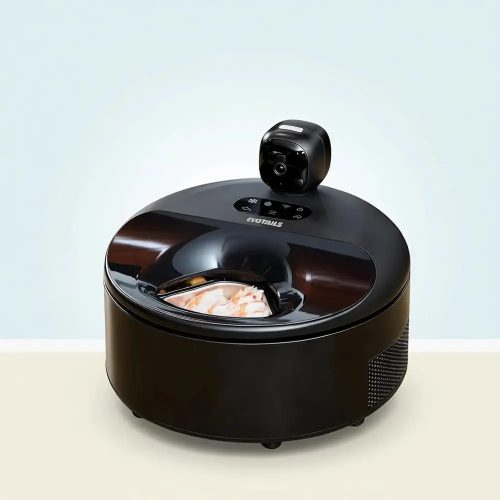 

Wet ood Automatic Cat eeder with Camera, Semiconductor Cooling & Heating with StainlSteel Bowl, APP Control with Camera & Meal C