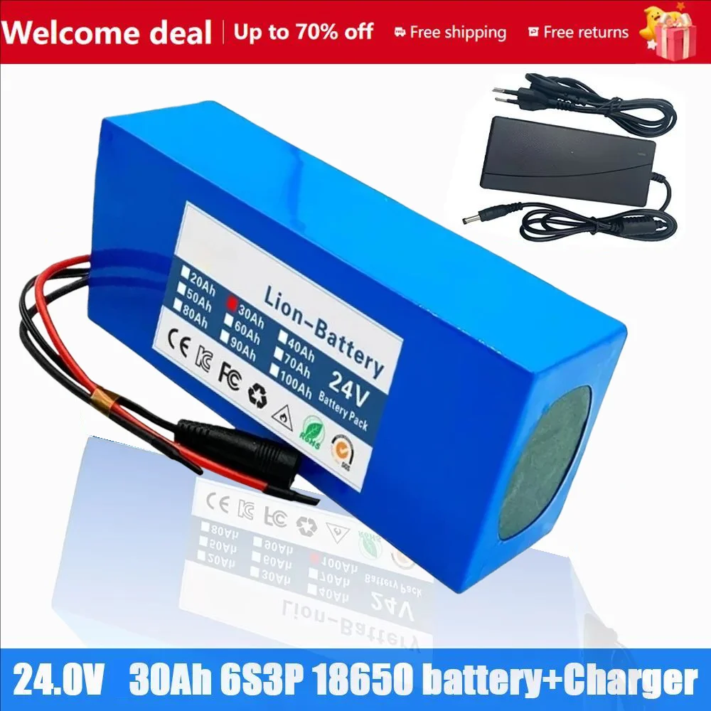 

18650 24V Lithium Battery 6S3P 8Ah-20Ah 25.2V 6000mAh Rechargeable Li-ion Pack with Charger for Electronics