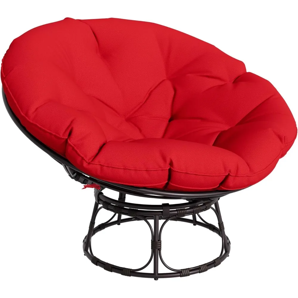 

46" Papasan Chair with Cushion and Frame, Ergonomic Wicker Papasan Circle Chair for Living, Bedroom, Reading Room, Lounge