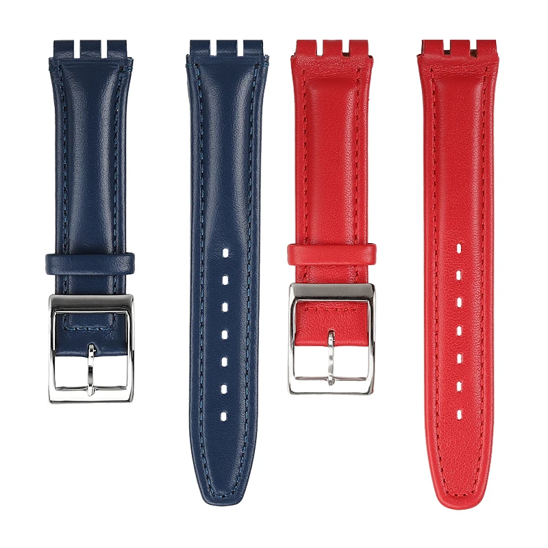 cowhide watch strap For SWATCH YCS YAS YGS IRONY Soft cowhide watchband Concave convex mouth 17mm 19mm men women bracelet band