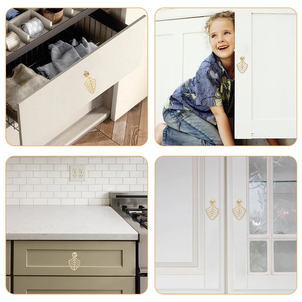 

4 шт., ручки для шкафа в форме листа, металлические ручки для ящиков для мебели, комода, дверная ручка, сменные ручки для шкафа, винтажные