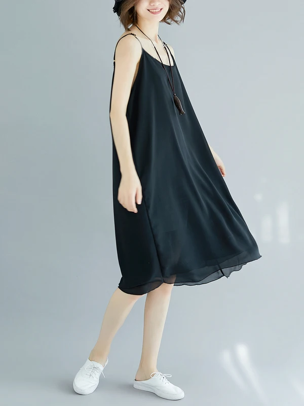 plus Size Women's Summer Faion Slimming Inner Wear Tank Top Skirt Midi Dr Airy Chiffon Base Layer Clothing