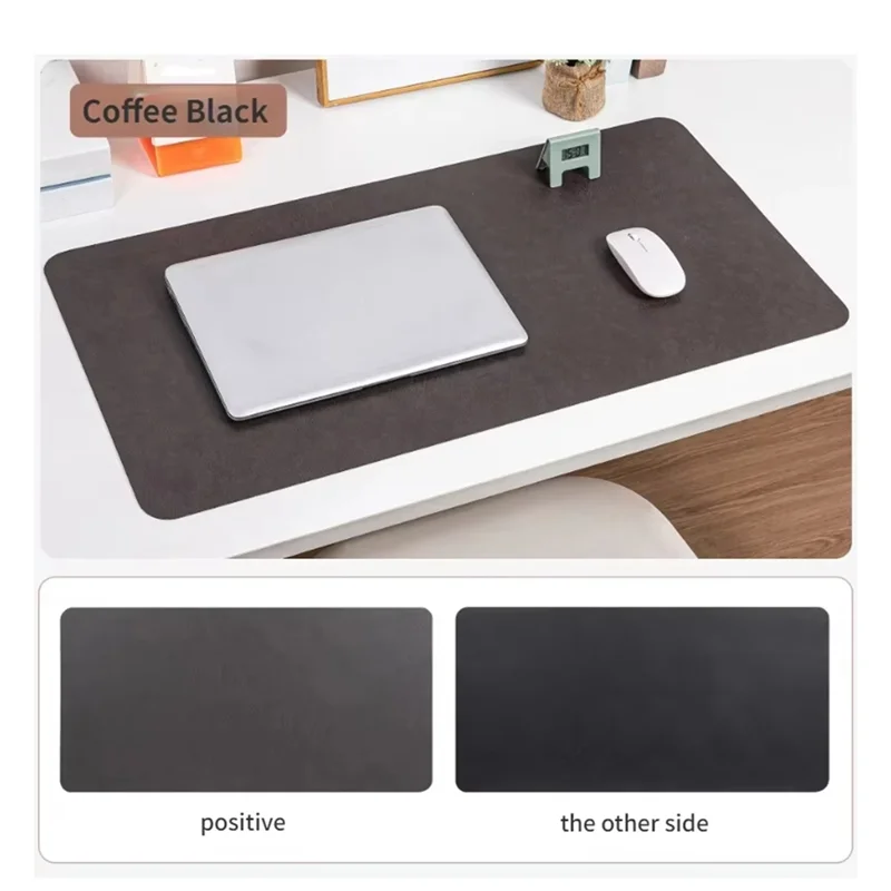 A88E-Retro Cowhide Patterned Desk Pad Double-Sided Stain-Resistant Mouse Mat Leather Pad