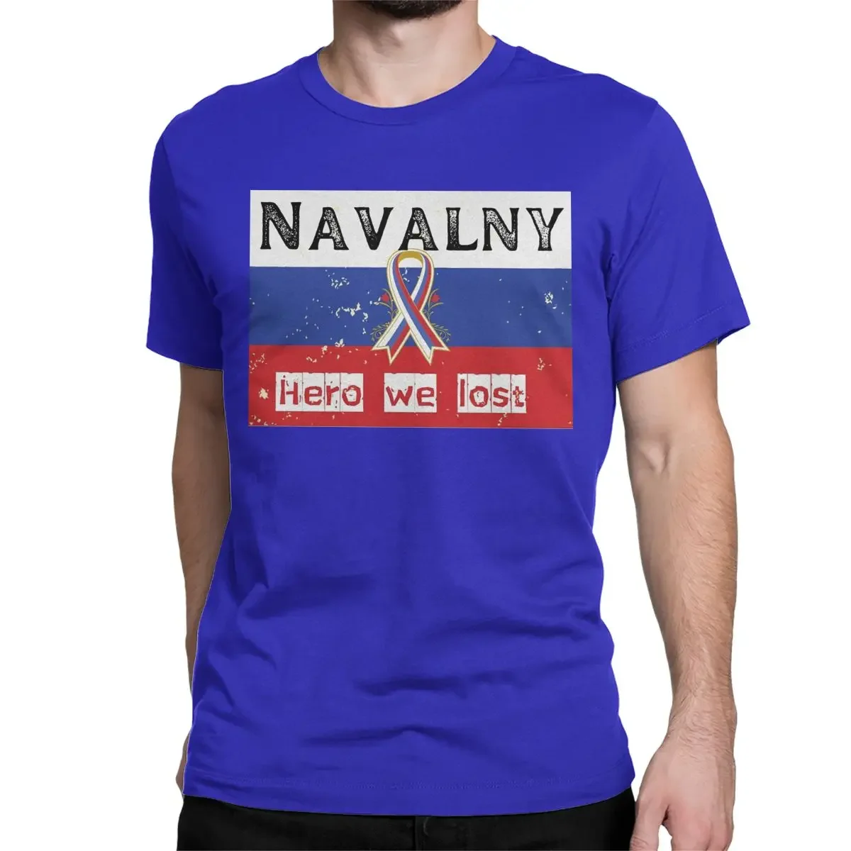 Men Vintage Pure Cotton Tees Round Collar Short Sleeve T Shirt Gift Clothing harajuku oversized Navalny Hero We Lost T-Shirts