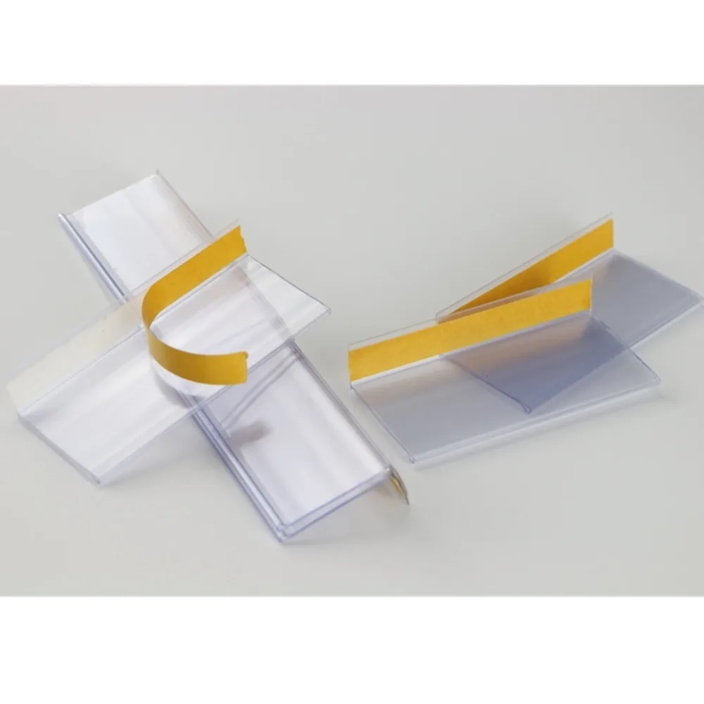 Plastic Pvc L Data Strips Adhesive Tape Mechandise Price Tag Display Shelf Talker Sign Label Card Holder Supermarket Rack 50pcs