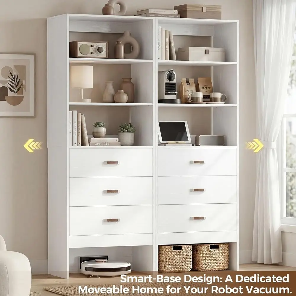 2T Freestanding Closet System with Leather Handles, 24 Walk-in Storage Unit, Wooden Wardrobe Organizer for Small Spaces, Laundry