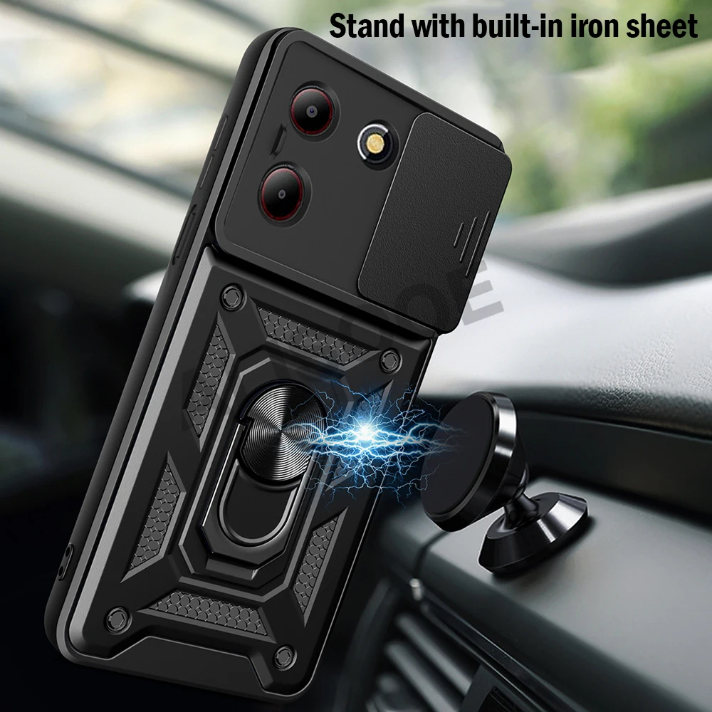 Slide Camera Armor Funda for ZTE Blade A54 A34 Case Push Lens Ring Stand Protection Cover for ZTE Blade A54 A34  Shockproof Capa