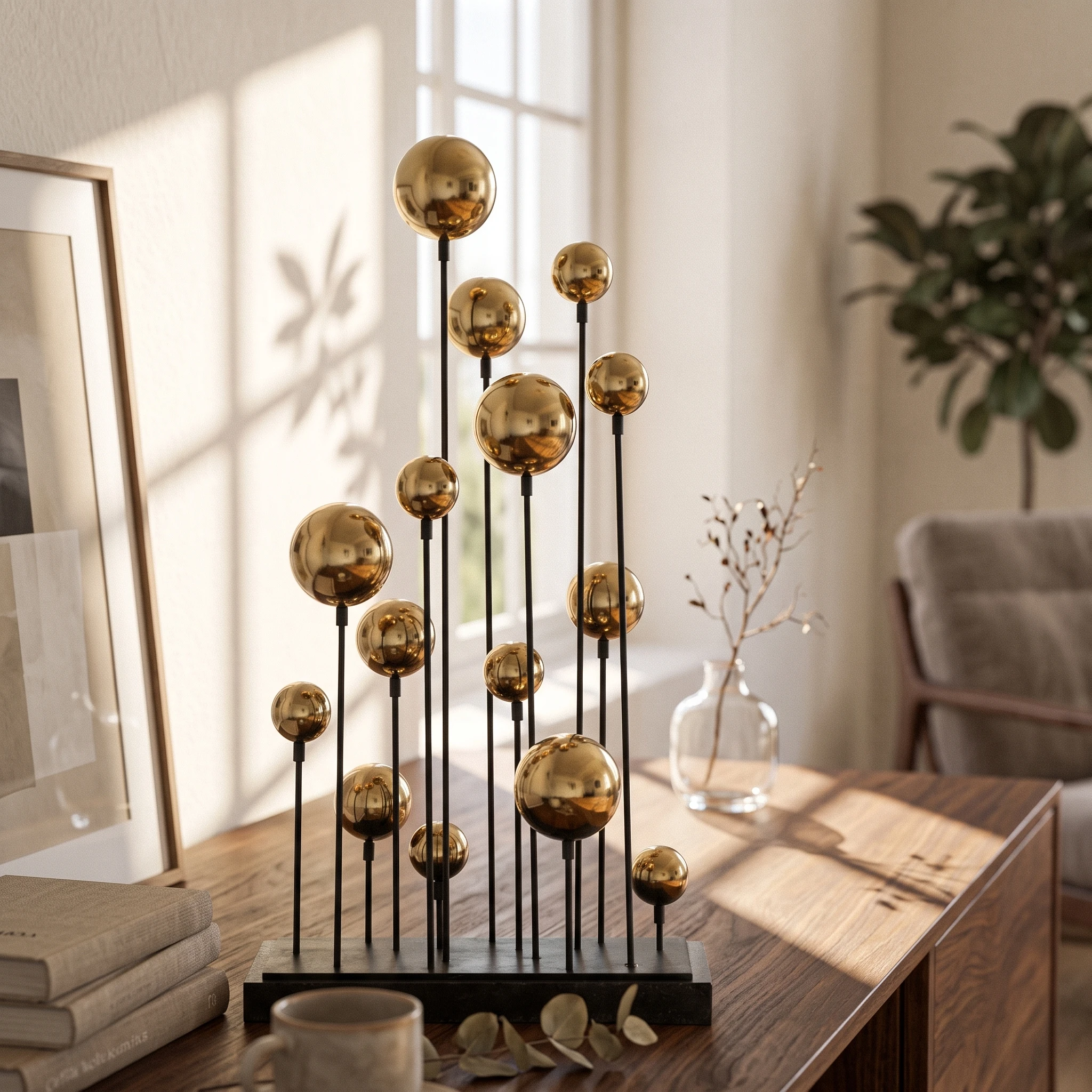 Tabletop Sculpture Reflective Geometric Sculpture Abstract Statue Aesthetic Decor Sleek for Homeowners, Living Room, Entryway