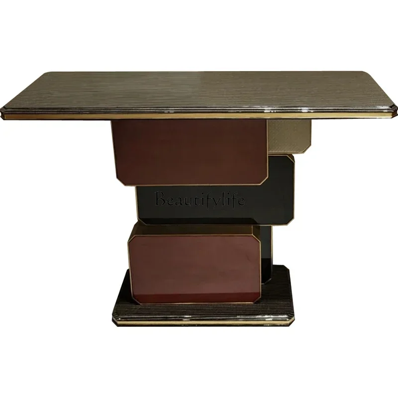 

FG28Italian light luxury hall entrance table villa end view table hotel model room solid wood entrance table