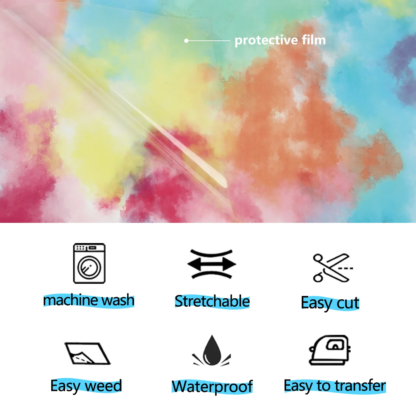 8pcs tie-dye HTV Vinyl , Heat Transfer Vinyl for T Shirt, Iron On Vinyl For All Cutter Machine, Permanent Vinyl, Easy to Cut &We