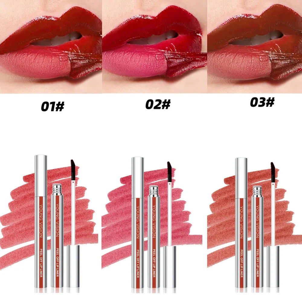 YOUNG VISION Brilho labial descascado de 3 cores, cor reveladora, laca labial à prova d'água de longa duração, brilho labial fosco
