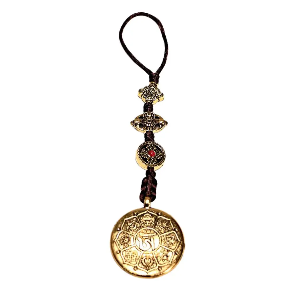 Tibetan Buddha Eight-diagram-shaped Appetizer Amulet Pendant Decor 4.3cm