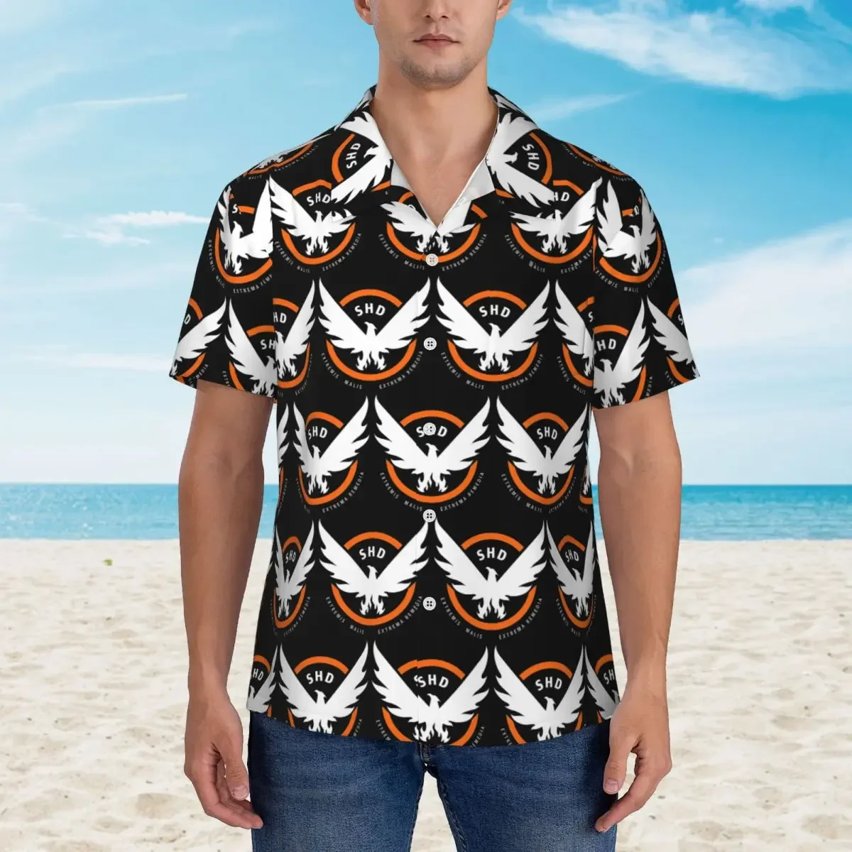 Game Tom Clancys The Division SHD Seal Hawaiian Shirts Fashion Men Short Sleeve Shirt for Summer Beach Men's Lapel Tops view 4