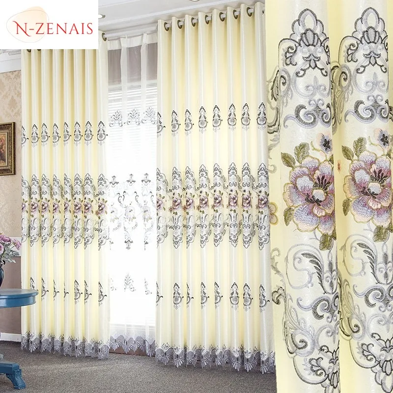 Custom  Size！！European Luxury Water-soluble Embroidered Blackout Curtains for Living Dining Room Bedroom Thick Fabric Decor