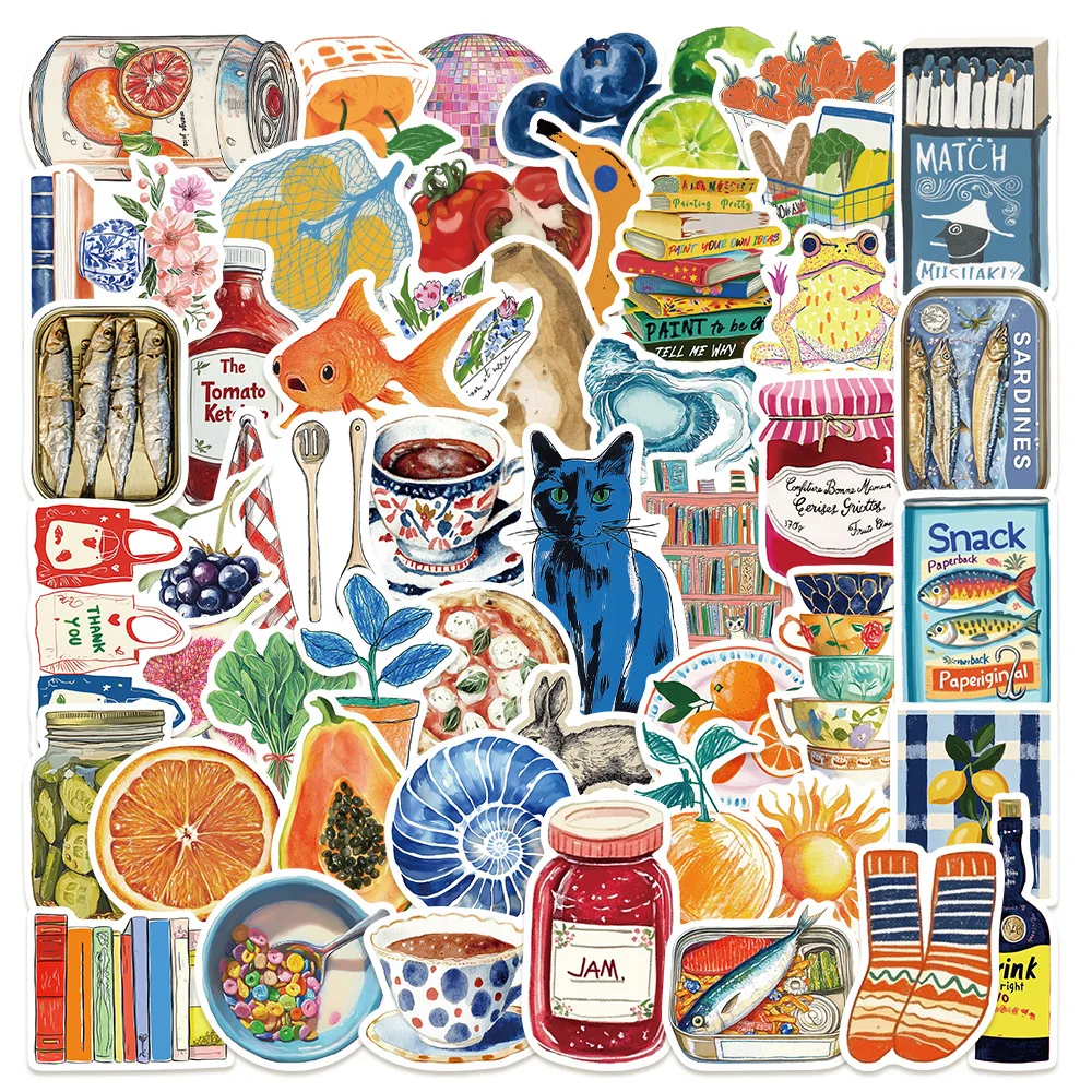 50 Uds. Pegatinas estéticas de arte de tomate mediterráneo para ordenador portátil Graffiti habitación monopatín impermeable Scrapbooking pegatinas para teléfono