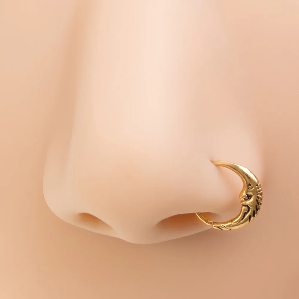 1pc Moon Eeybrow Piercing Ring Hoop for Women Men 20G Flexible Brass Nostril Septum Rings Cartilage Tragus Daith Helix Earrings