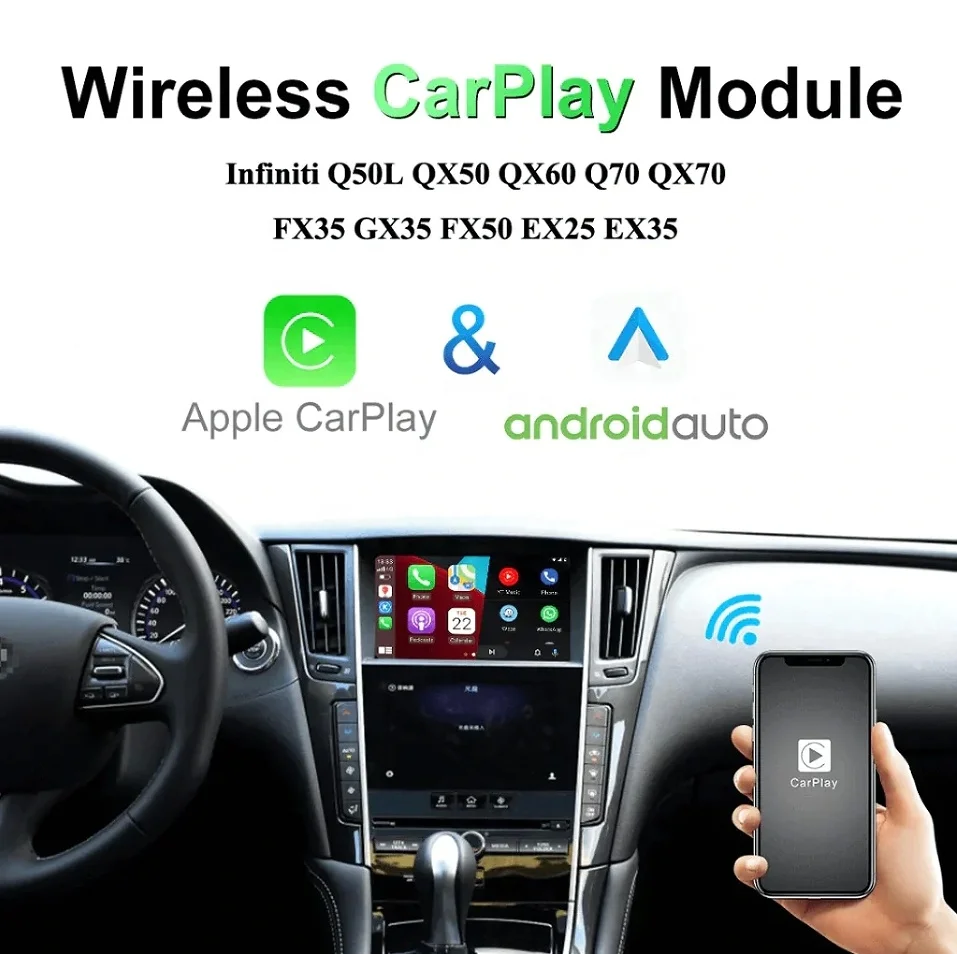 AZTON CarPlay Android Auto Module for Infiniti Q50 QX50 QX60 Q70 QX70 Nissan AirPlay Mirror Link GPS OEM Camera