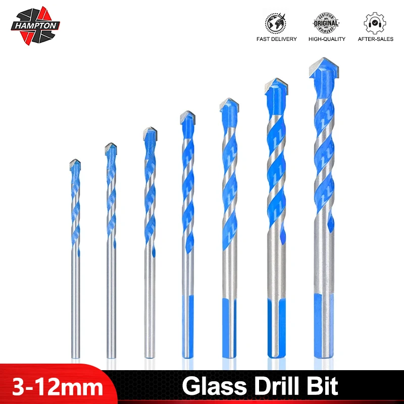 

1pc 3-12mm Hreaded Triangle Carbide Round Handle Blue Overlord Drill Wall Tile Concrete Marble Electric Drill Bit for Household