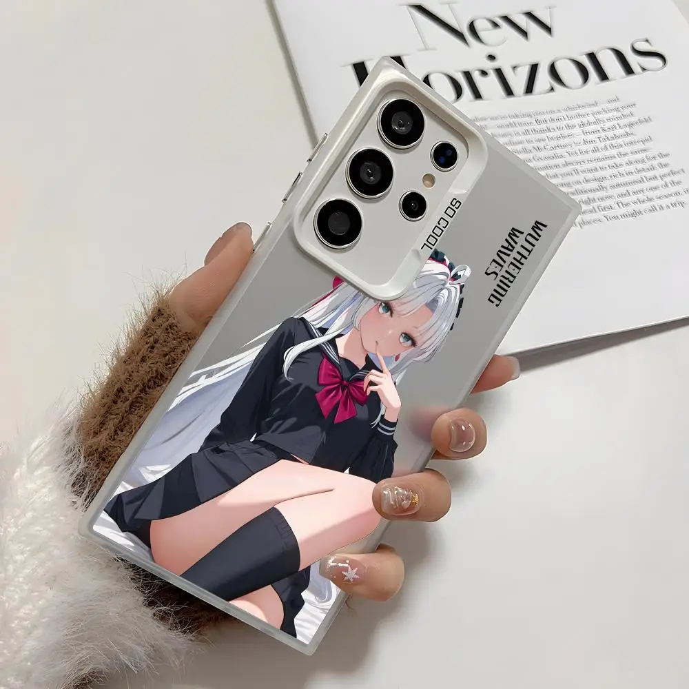 Casing HP Carlotta Cute Wuthering Waves untuk Samsung Galaxy S25 Edge S24 S23 S22 S21 S20 Ultra Funda Silikon Perak