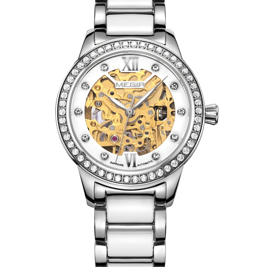 

MEGIR 62047HU Diamond Sapphire Glass Luxury Women's Quartz Watches Fashion Ladies Wrist Watch for Women