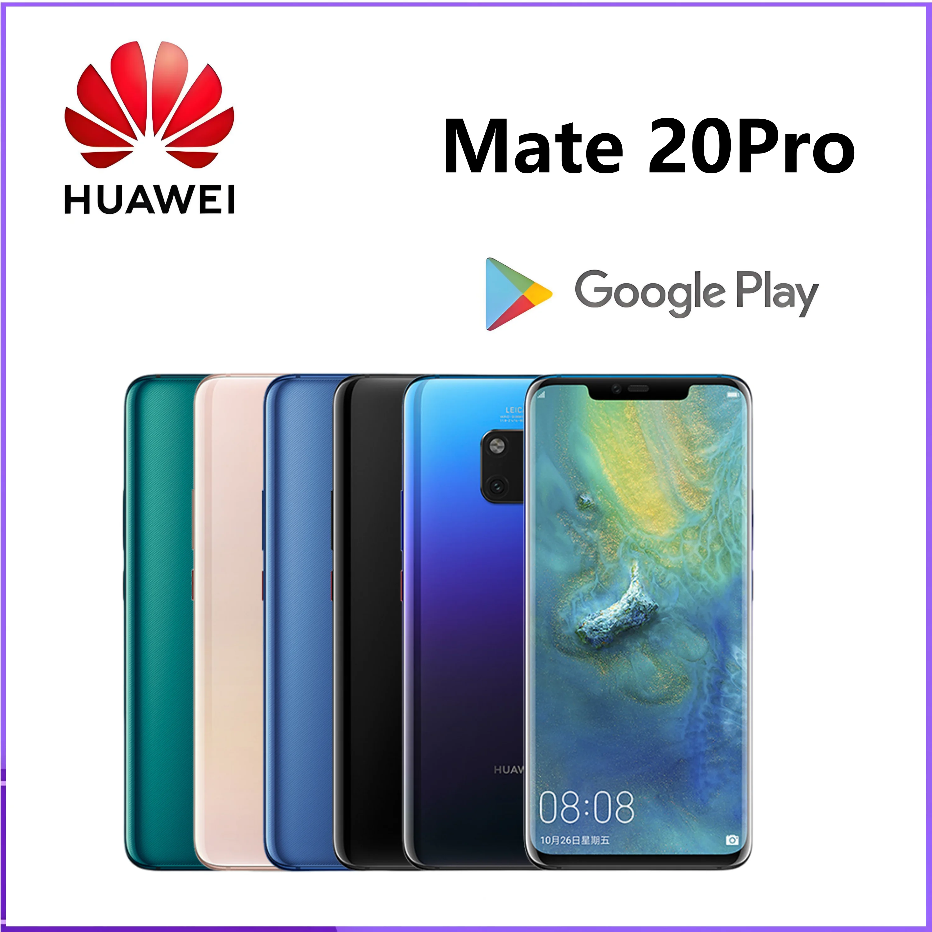 Huawei-Mate 20 Pro,Smartphone 6.39 inch 8+256GB ROM 4G 40MP 4200mAh Mobile phones Android Google Play Store celulares，Global