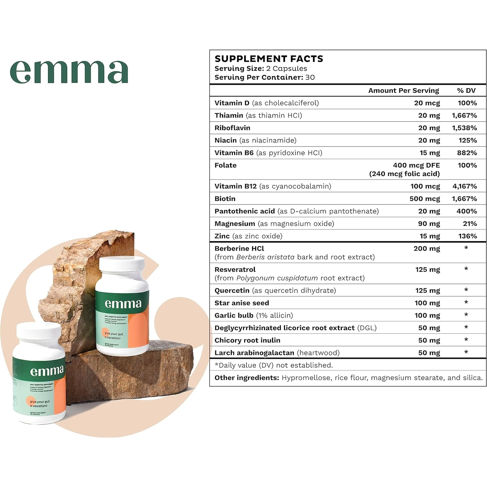 Emma Gut Health Supplement - Full Body Colon, Digestive Regulation and Gut Health for Men and Women