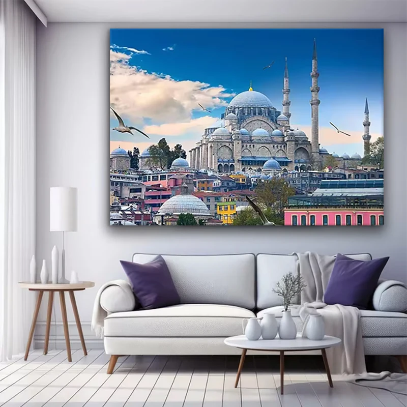 Sultán Ahmed mezquita Minaret Islam Turquía 5D pintura de diamante cuadrado completo redondo Diy joyería punto de cruz decoración del hogar nuevo regalo 2026