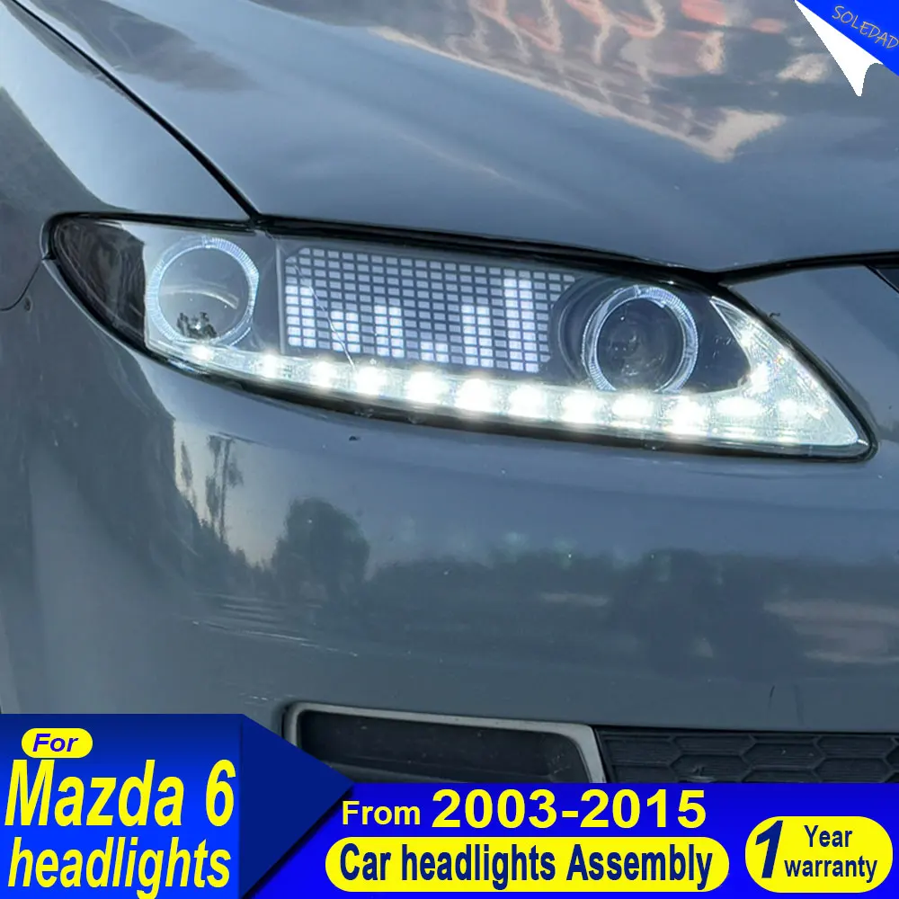 Car LED Headlightfor Mazda 6 2003 2004 2005 2006-2015 DRL Daytime Running Light High low beam Streamer Turn signal Headlamp