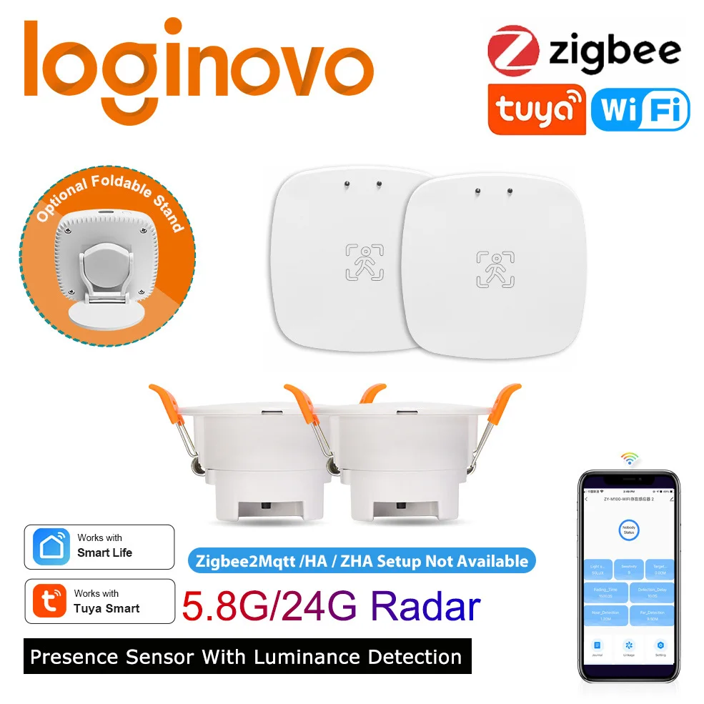 

Loginovo Zigbee 3.0 Human Presence Sensor Tuya Wifi MmWave Radar Detector Smart Home Motion Sensor With Intensity Detection