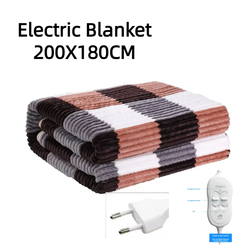 Manta eléctrica individual y doble no tejida, regulación europea, comercio exterior, manta calefactora de 220V, seguridad para el hogar, 200x180cm